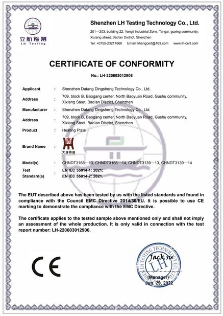 China Shenzhen Datang Dingsheng Technology Co., Ltd. zertifizierungen